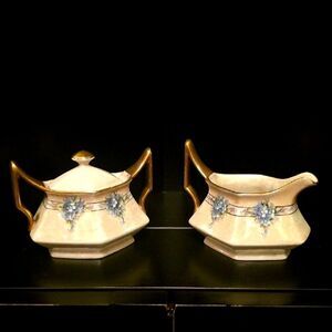 Elegant Floral Cream and Gold Cookware Set